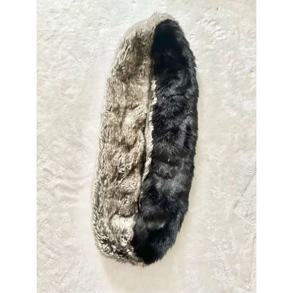 Faux fur Scarf reversible - black and shades of brown